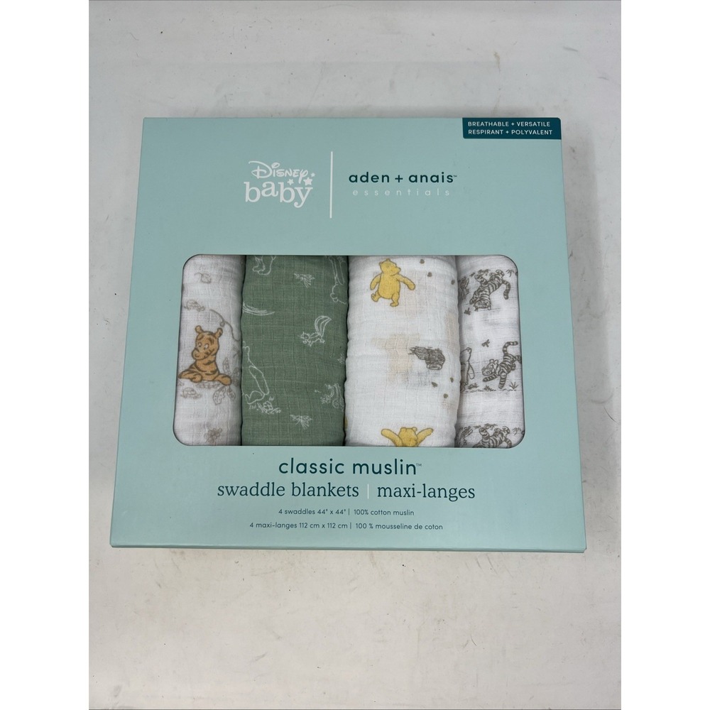 Aden + Anais Essentials Muslin Swaddle Blankets Disney Winnie + Friends 4pk